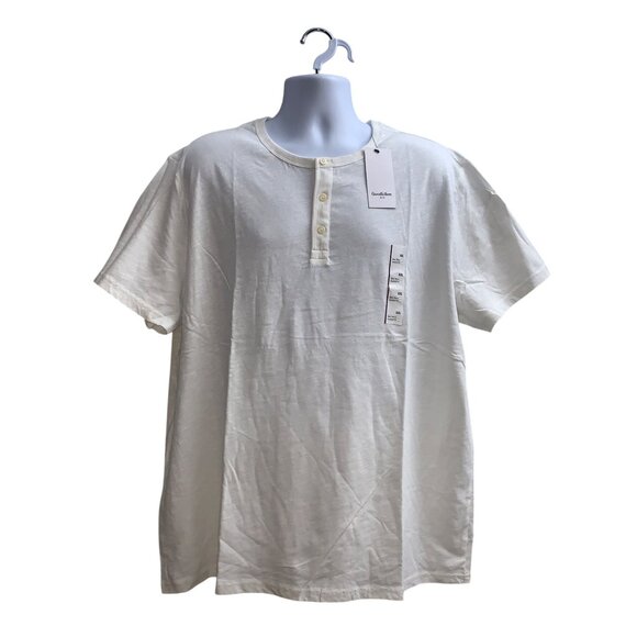 Goodfellow & Co Mens White Henley T-Shirt Short Sleeve Cotton Size XXL - Picture 1 of 12